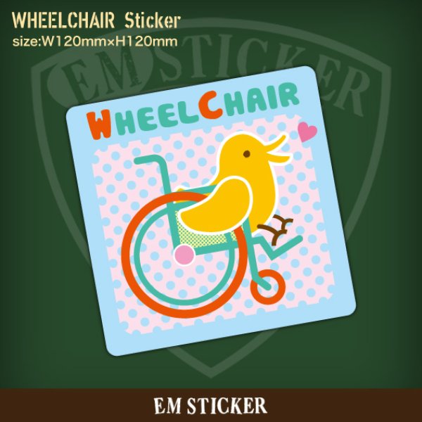 画像1: ほっこりかわいい鳥さんの車椅子ステッカー (1)