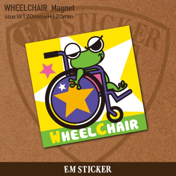 画像1: “ちょいワル”ガエルのかわいい車椅子マークマグネット (1)
